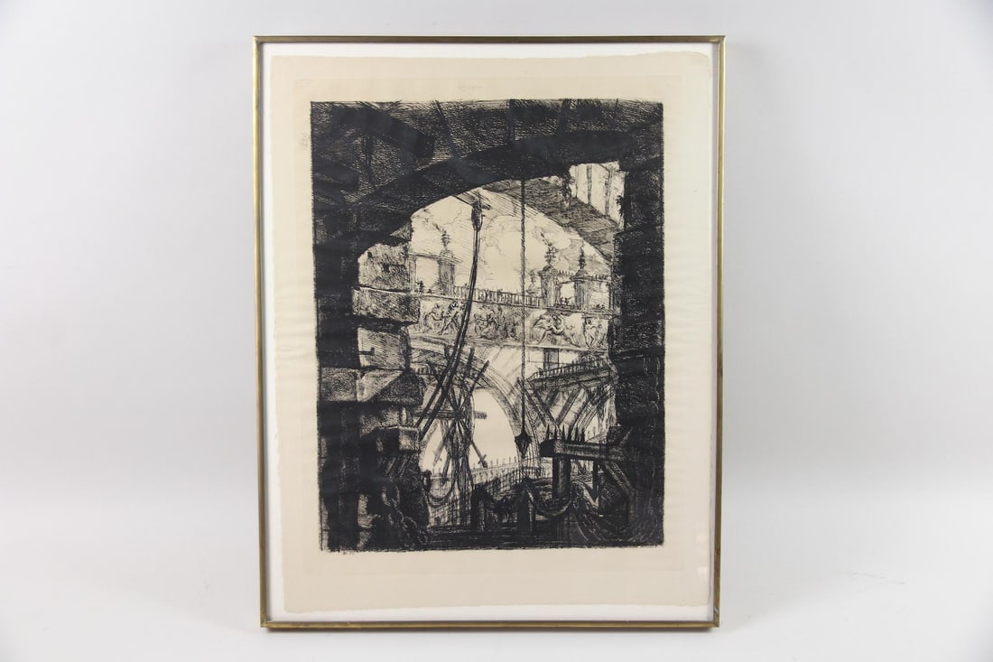 Giovanni Battista Piranesi Architectural Etching "The Grand Plaza": Giovanni Battista Piranesi Carceri d'invenzione (Imaginary Prisons) Etching "The Grand Plaza". Etching titled The Grand Piazza, from the series Carceri d'invenzione (Imaginary Prisons), created by the