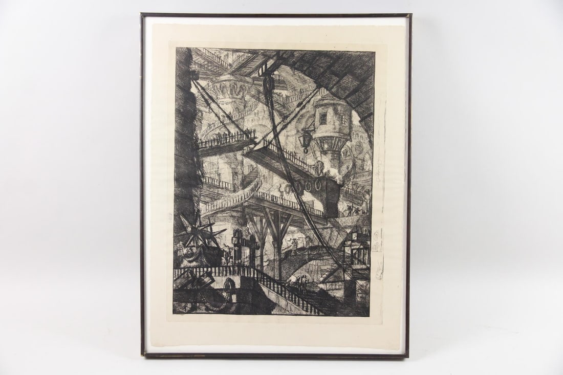 Giovanni Battista Piranesi Architectural Etching "The Drawbridge": Giovanni Battista Piranesi Carceri d'invenzione (Imaginary Prisons), Etching "The Drawbridge". Etching titled The Drawbridge from the series Carceri d'invenzione (Imaginary Prisons), created by the It