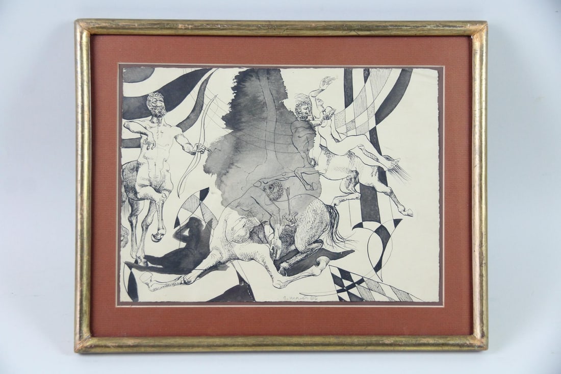 Jiri Mares Modernist Ink Drawing, Centaurs (1 of 10)