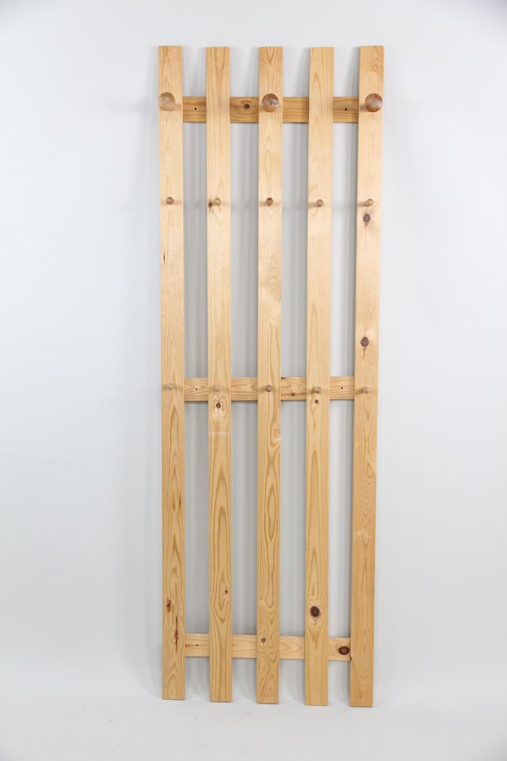 Pine Vertical Wall Mount Coat Rack, Danish Modern (1 of 10)