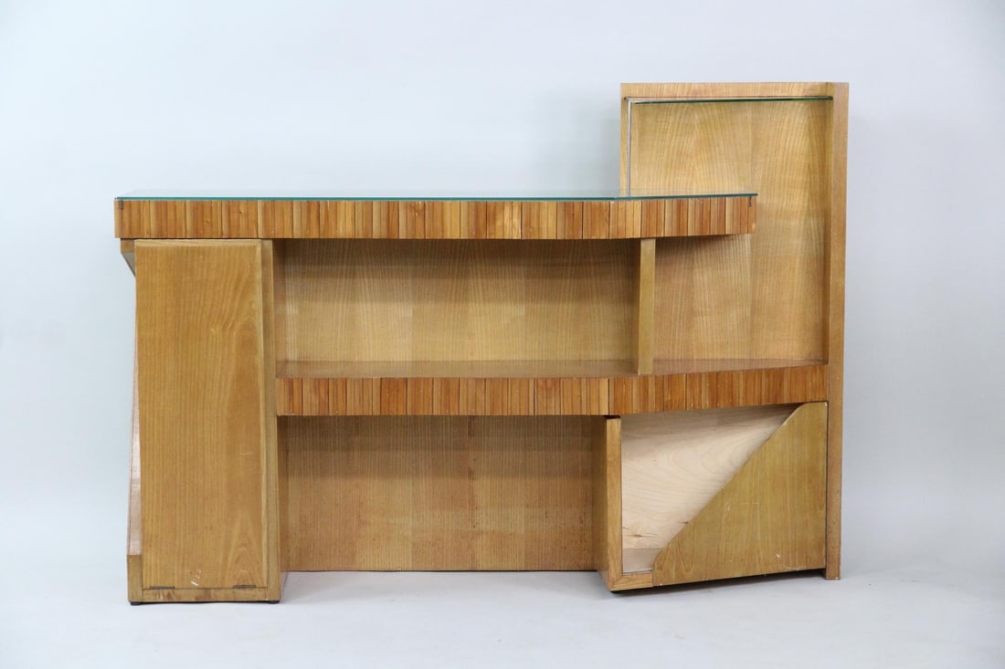 Mid-Century Modern Sculptural Wooden Console, Bar Cabinet (1 of 19)