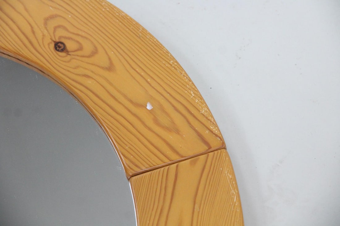 Danish Modern Round Pine Mirror - 4