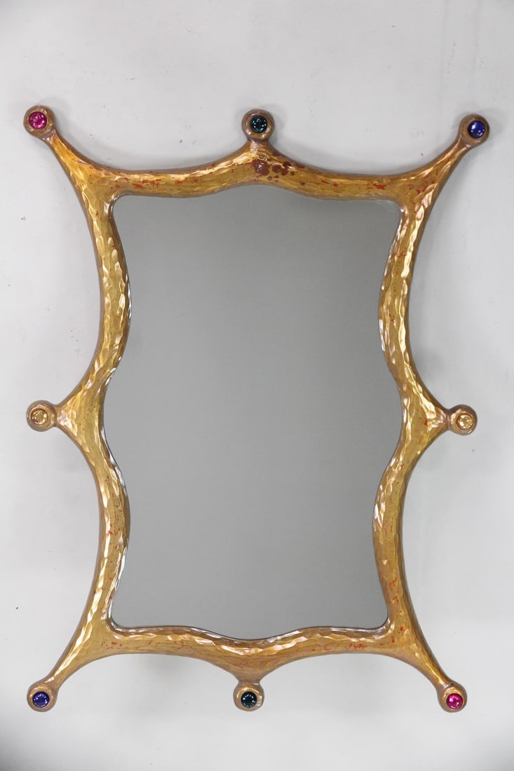 Jeweled Surreal Giltwood Quatrefoil Mirror (1 of 14)