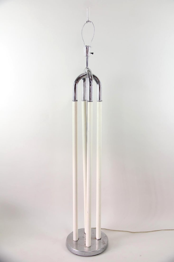 Tubular Chrome & White Floor Lamp (1 of 9)