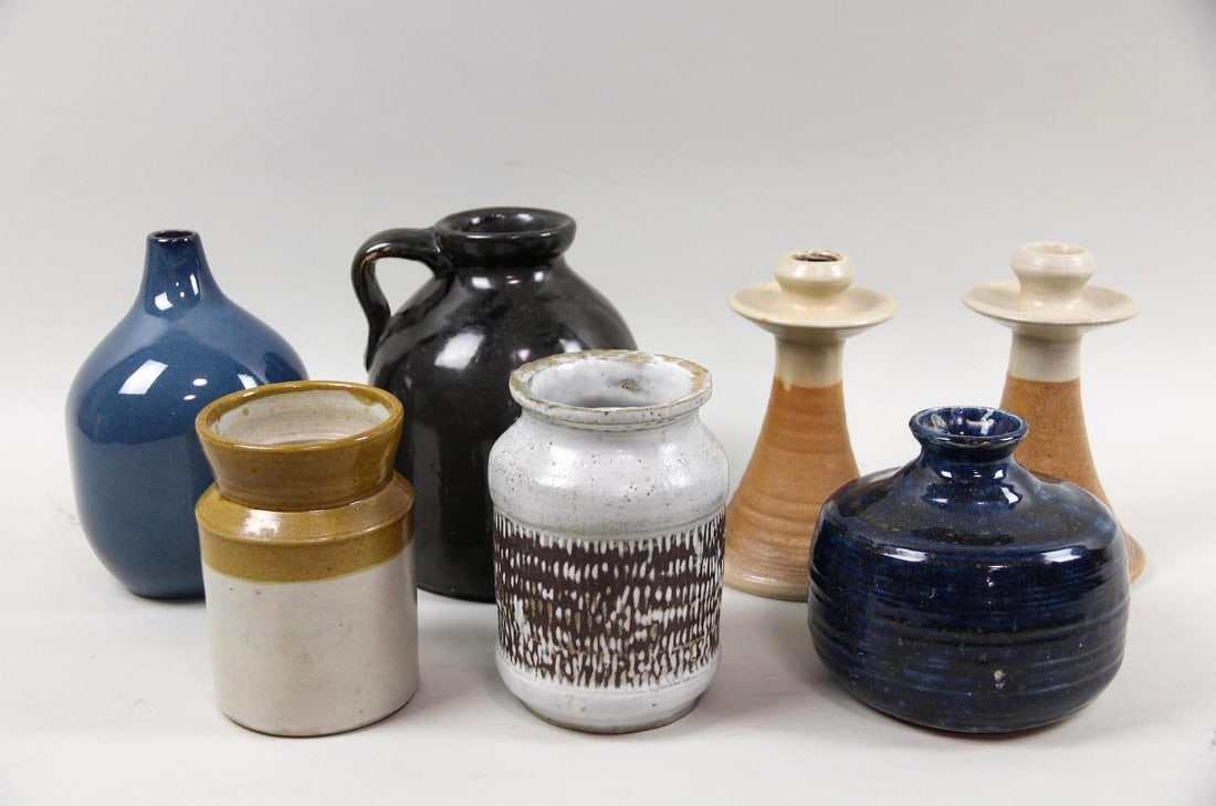 Lot of 7 Ceramic Vases, Candlesticks (1 of 15)