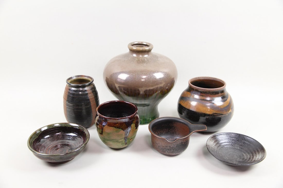 Lot of 7 Studio Pottery Vessels in Earthy Tones (1 of 17)