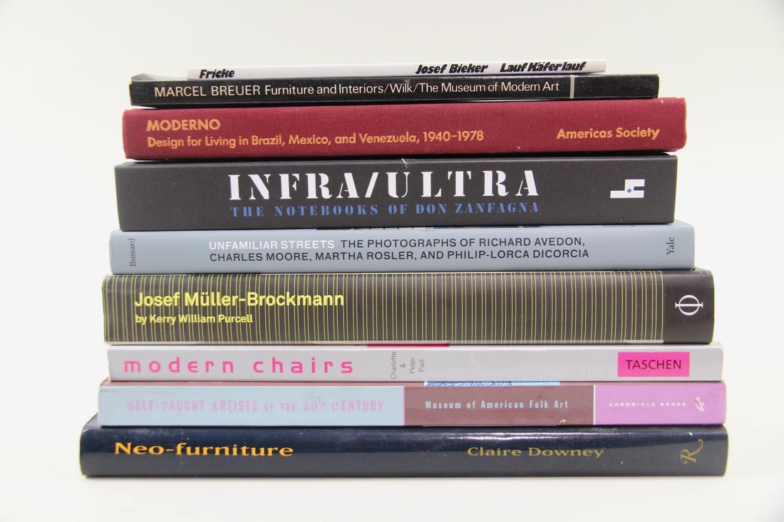 Lot of 9 Art, Design & Furniture Books, Marcel Breuer, Josef Muller-Brockmann, Folk Art Museum (1 of 16)