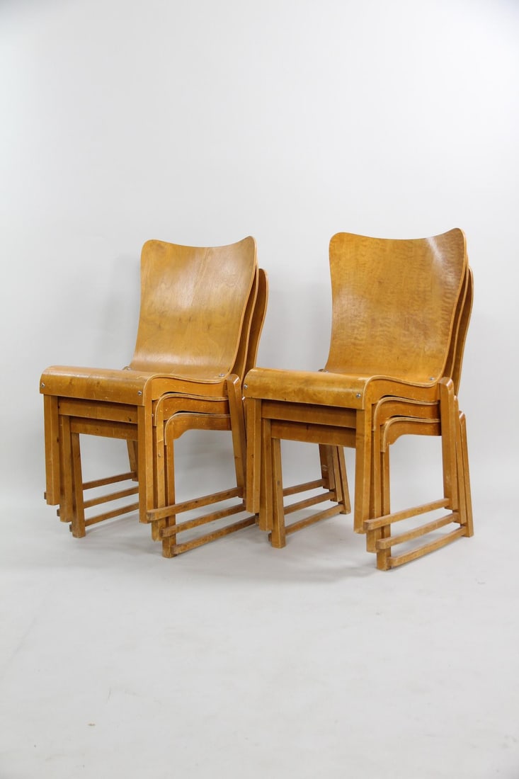 Set of 6 Swedish Bentwood Stacking Chairs by Axel Larsson (1 of 18)