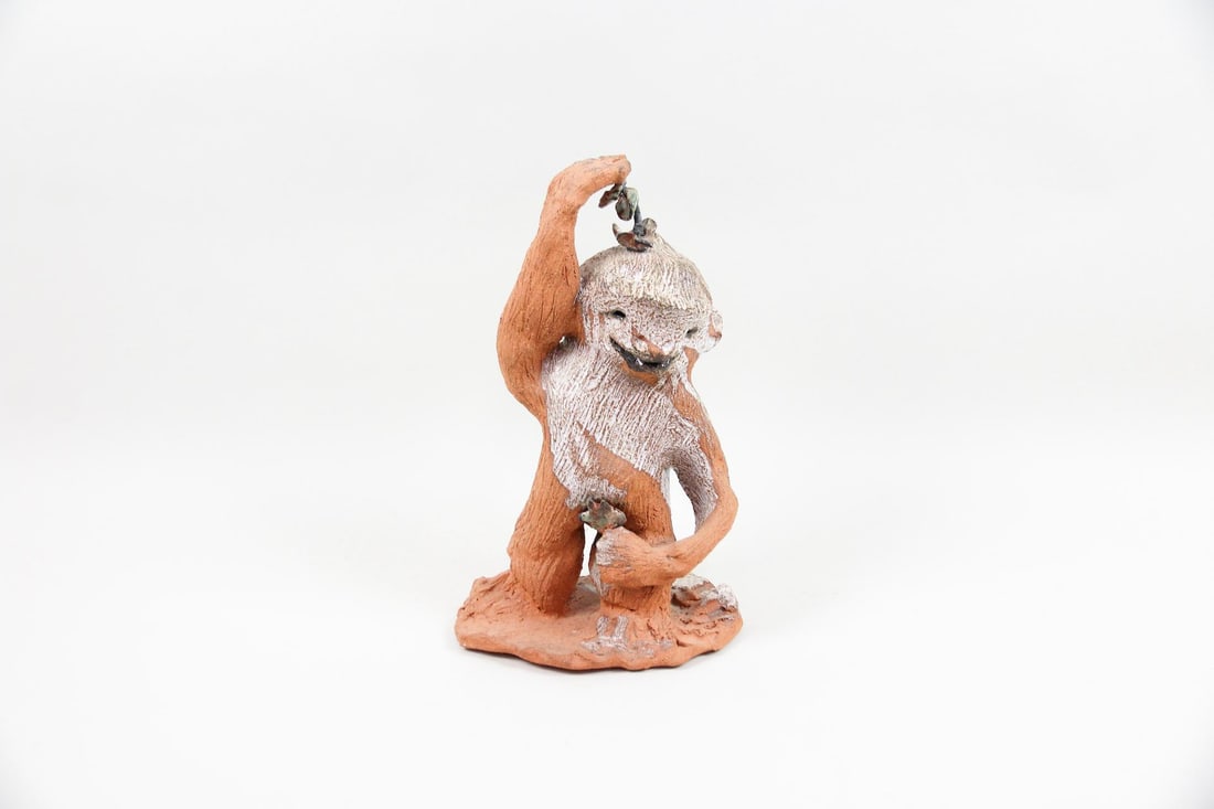 Folk Art Ceramic Monkey Sculpture - 8