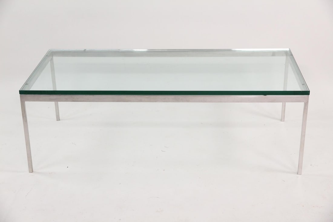 Florence Knoll 2'x4' Polished Steel and Glass Coffee Table, 2 of 2 (1 of 14)