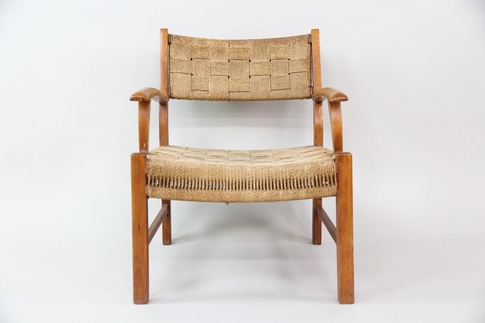 Woven Papercord and Wood Lounge Chair, Frits Schlegel for Fritz Hansen (1 of 15)