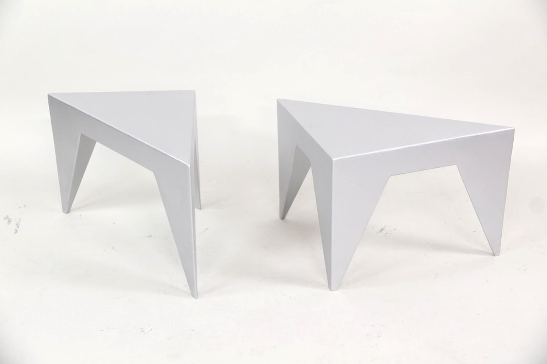 Richard Humann Futuristic Sculptural Pair of Geometric Aluminum Side Tables, Artist Made (1 of 17)