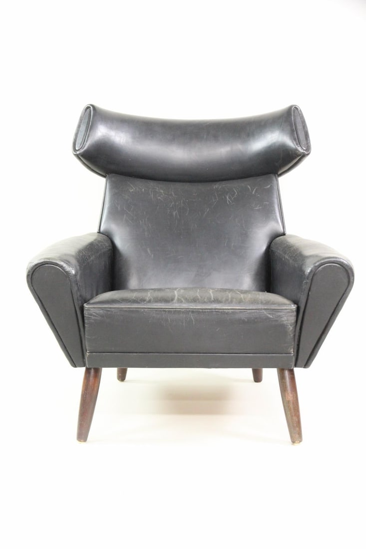 Danish Modern Black Leather Ox Chair (1 of 18)
