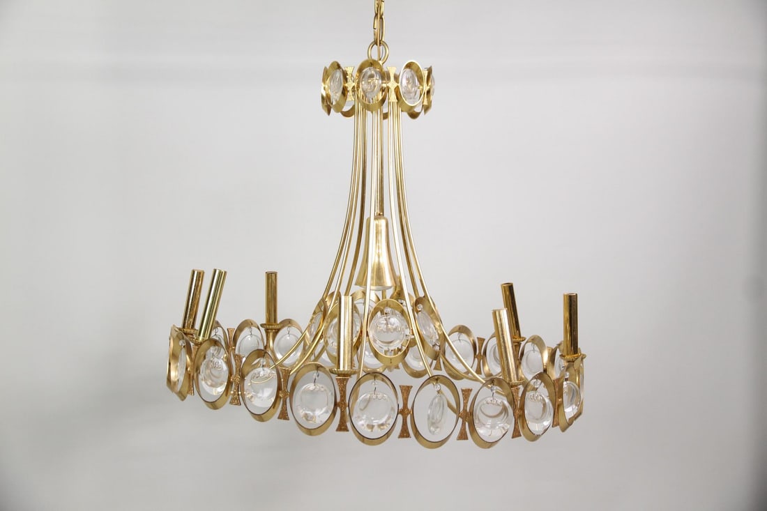 Palwa Gold Plated Brass & Crystal Chandelier (1 of 9)