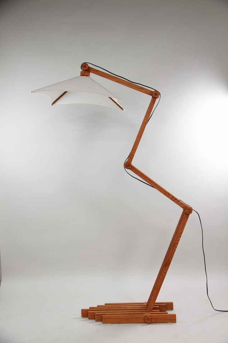 Large Articulated Wooden Floor Lamp, David Pigeon (1 of 18)