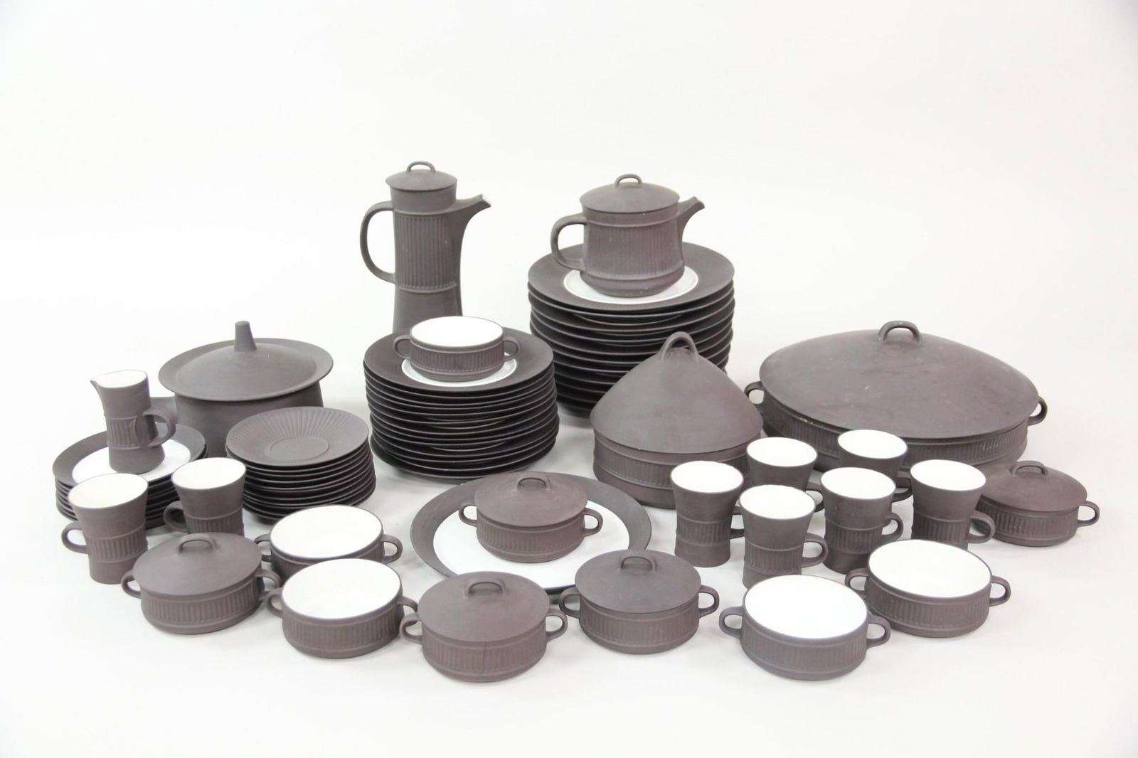 Large 69-Pc Lot of Flamestone Fluted Dinnerware by Jens Quistgaard for Dansk Designs (1 of 17)