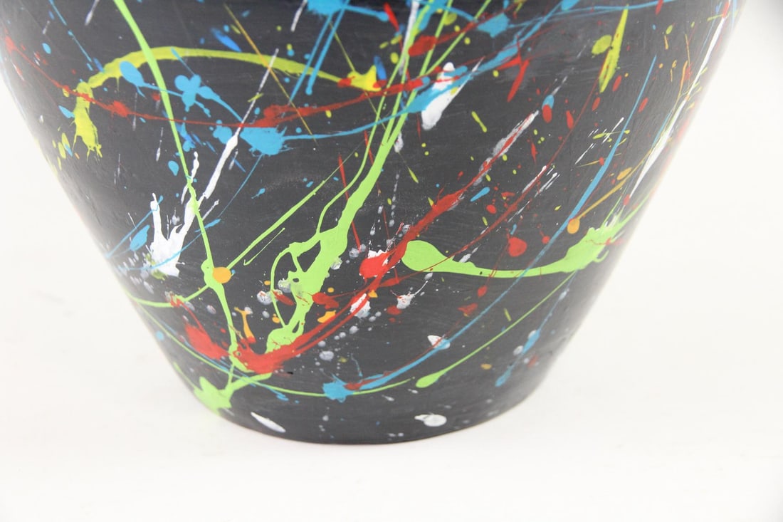Ceramic Vase with Abstract Splatter Paint - 3