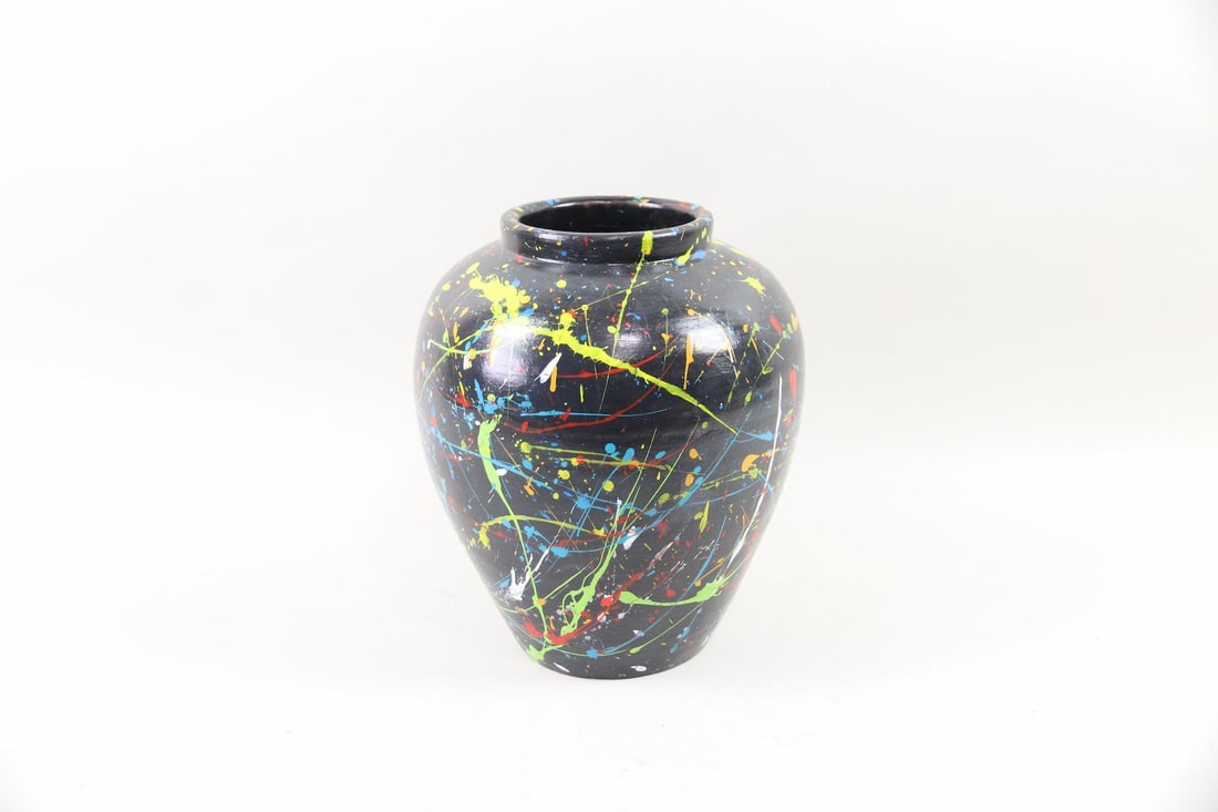 Ceramic Vase with Abstract Splatter Paint - 4