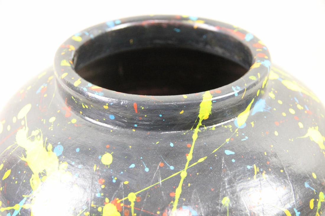 Ceramic Vase with Abstract Splatter Paint - 5