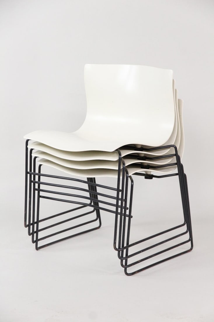 Set of 4 Vignelli for Knoll Handkerchief Chairs, White (1 of 8)