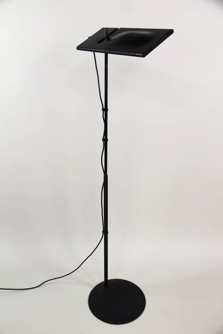 Duna Floor Lamp by Mario Barbaglia and Marco Colombo for PAF Studio: POstmodern Duna Floor Lamp by Mario Barbaglia and Marco Colombo for PAF Studio. Italian black metal floor lamp is adjustable in height. Marked on underside PAF Studio Milano. Dimensions are 54 to