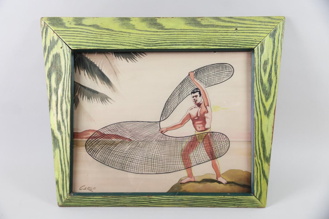 Carlo of Hollywood Watercolor, Man with Fishing Net (1 of 11)