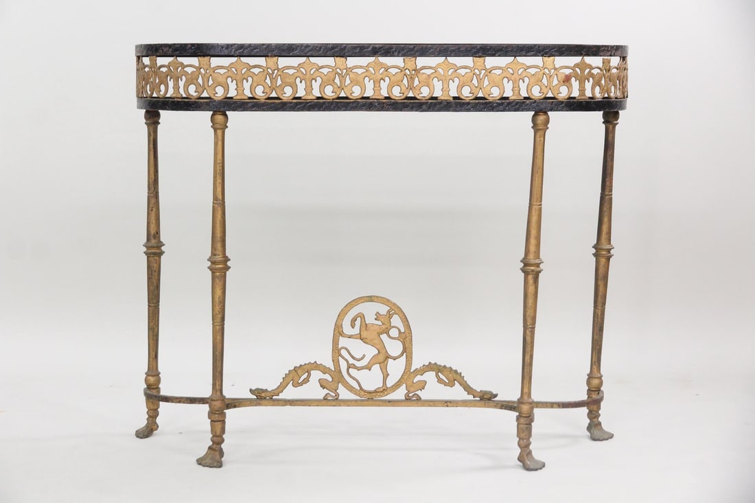 Art Deco Gilt Iron Console with Mythical Creatures, Edgar Brandt (1 of 13)