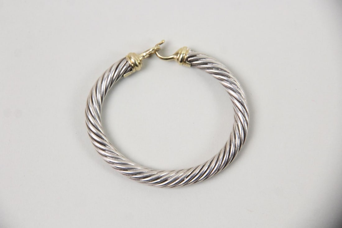 David Yurman Cable Classic Buckle Sterling & 14k Gold Bracelet (1 of 5)