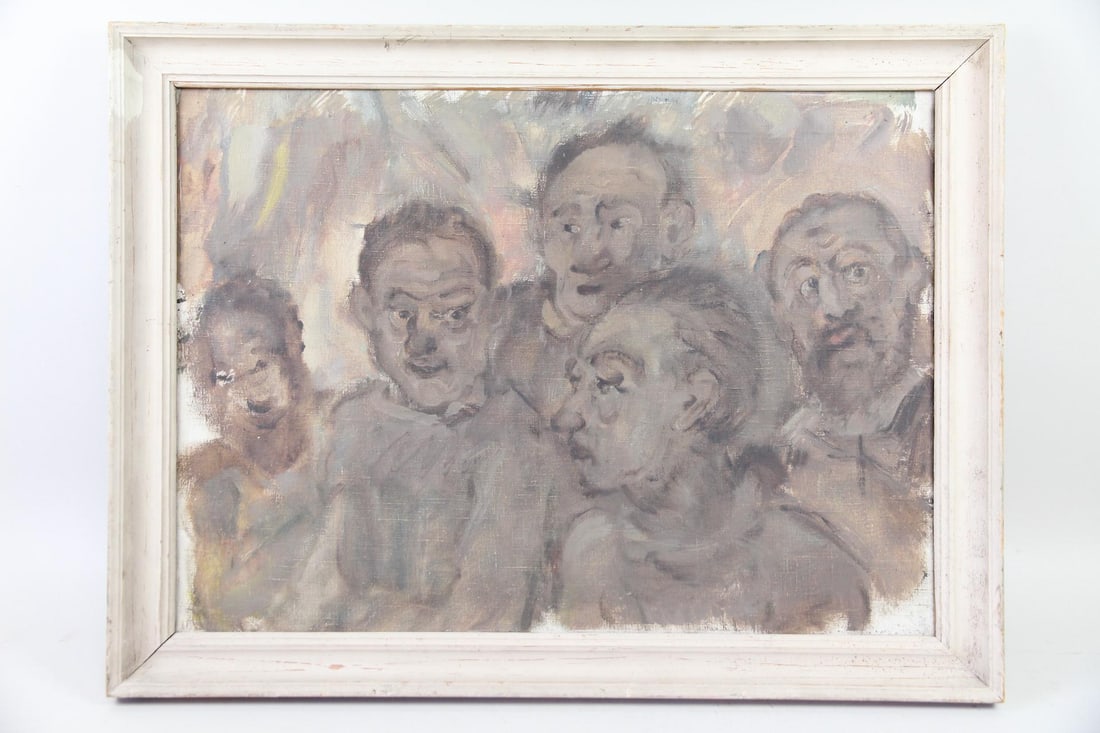 Axel Orn Expressionist Painting, Portrait of 5 Men (1 of 6)