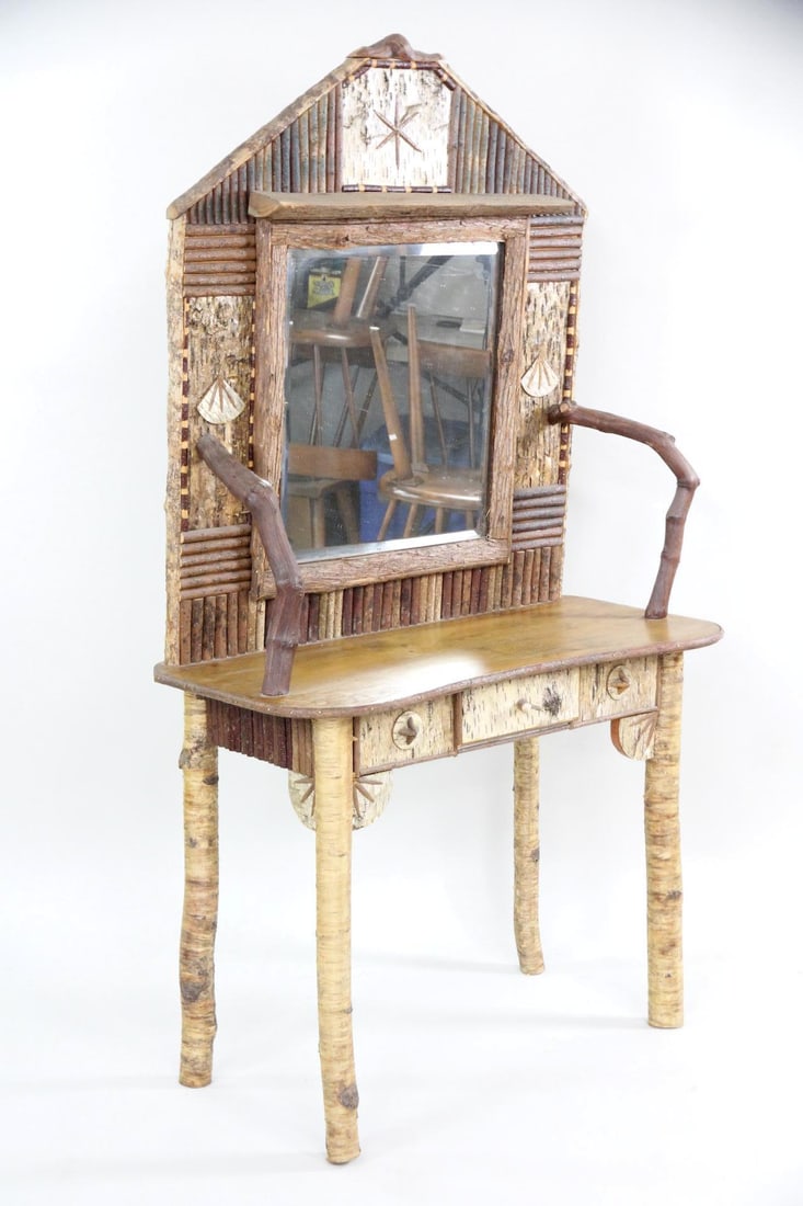 Folk Art Adirondack Twig Console Table with Mirror (1 of 14)