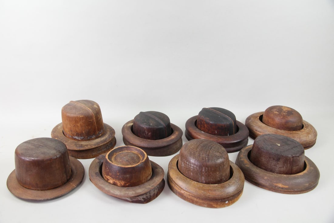 Lot of 8 Wooden Millinery Factory Hat Blocks (1 of 15)