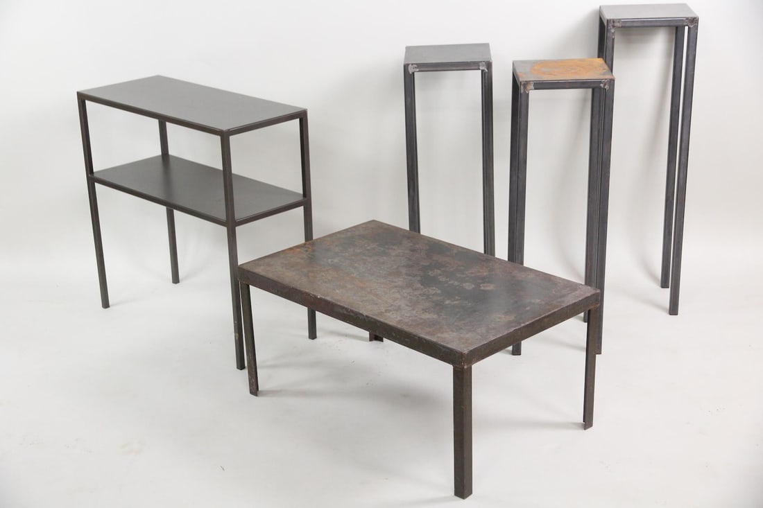 Group of 5 Industrial Steel Pedestals, Tables, Display Stands (1 of 18)