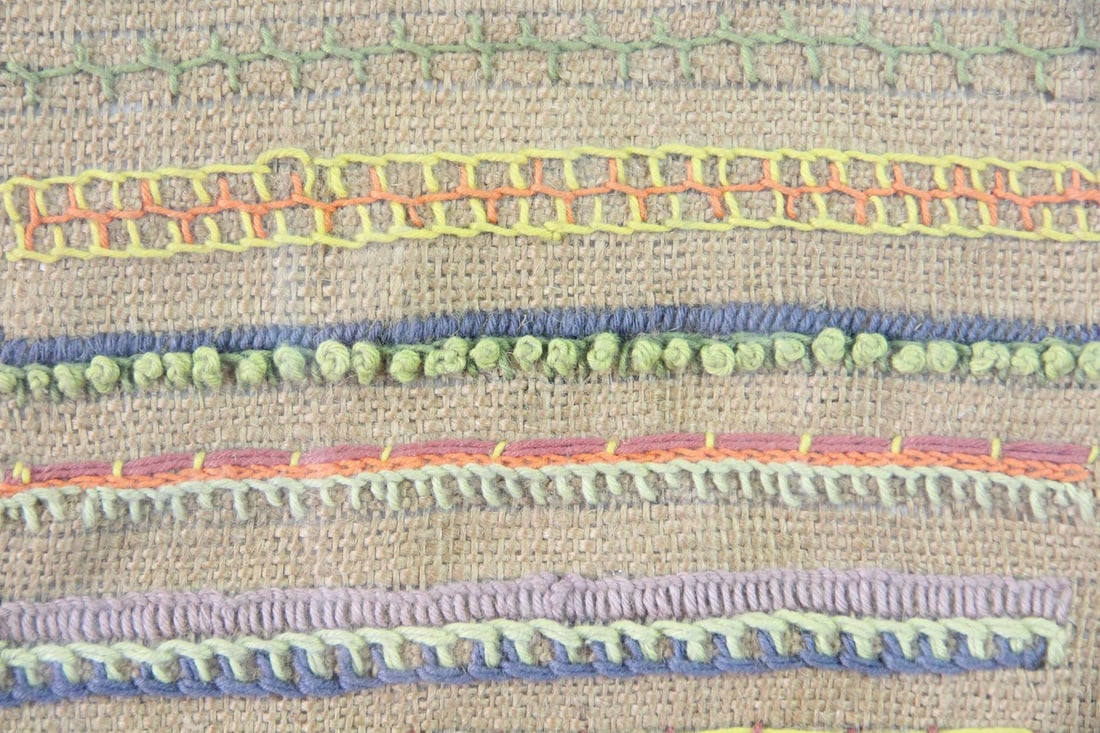 Framed Needlework Embroidery Sampler - 2