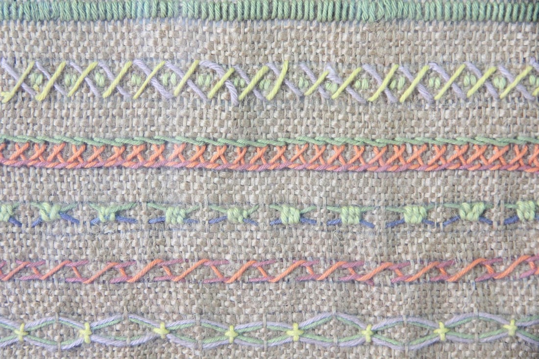 Framed Needlework Embroidery Sampler - 5