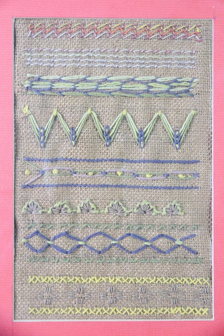 Framed Needlework Embroidery Sampler - 7
