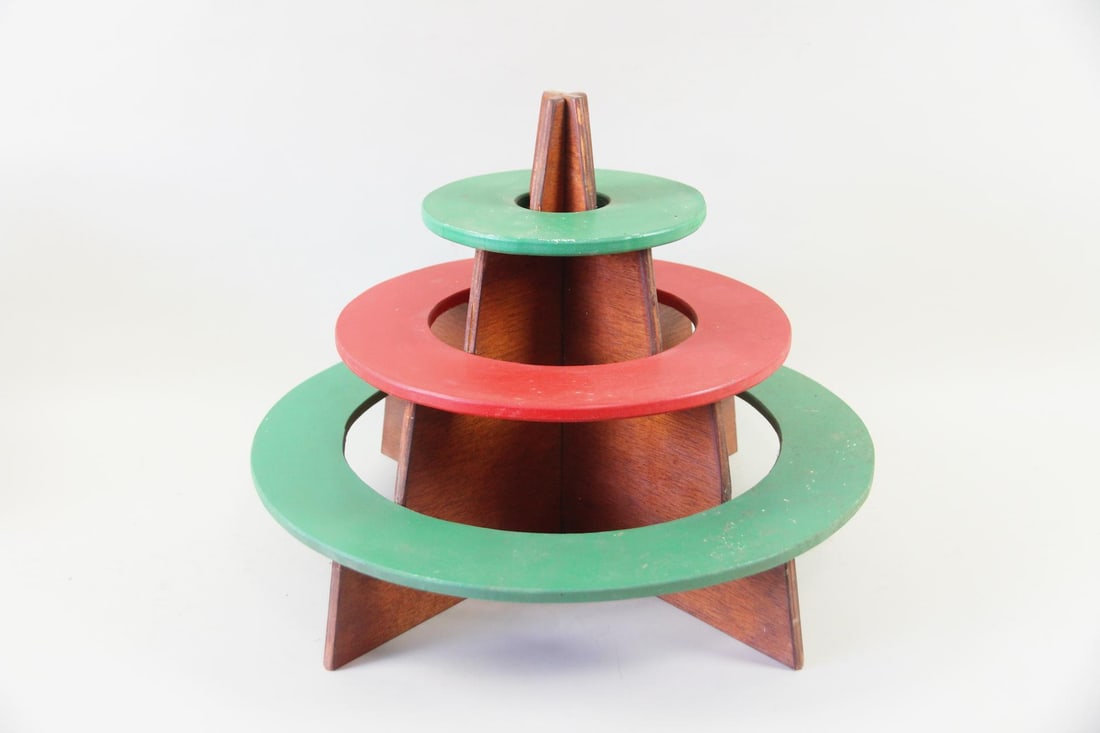 Art Deco Handmade Folk Art Tiered Wooden Display Stand (1 of 7)