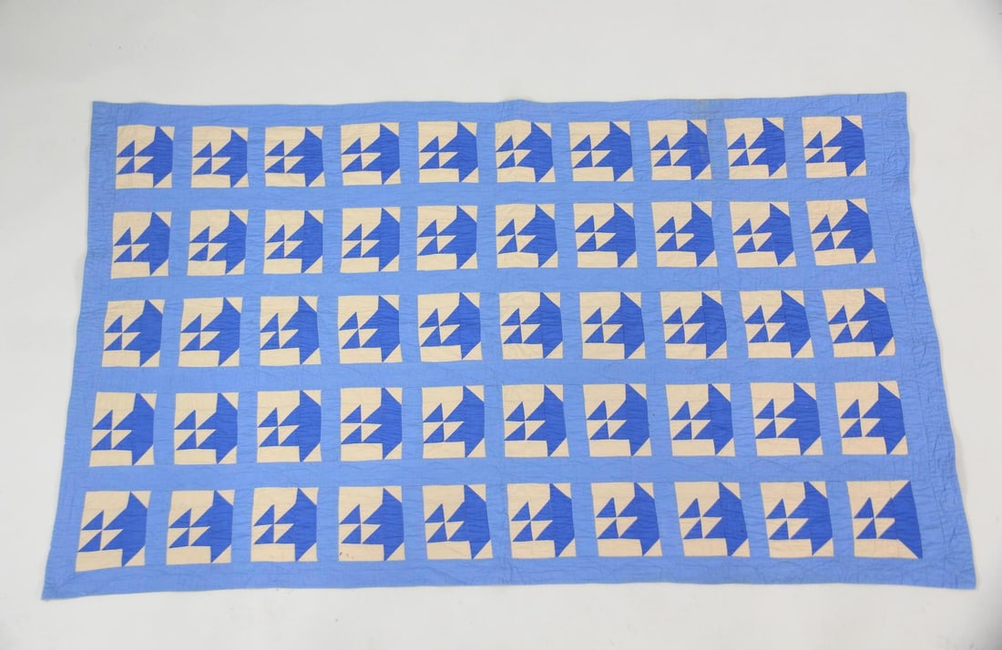 Hand Quilted Cotton Quilt, Sailboat Pattern (1 of 8)