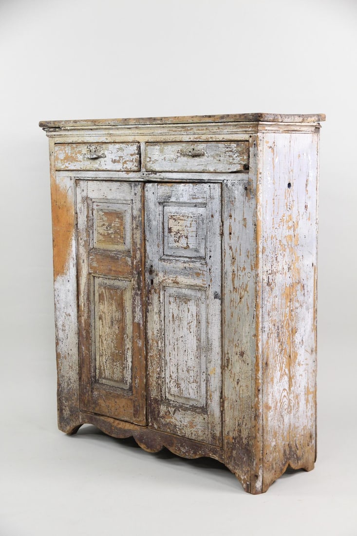 Primitive Silver Painted Cupboard - 3