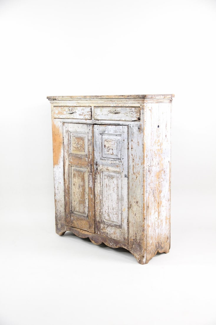 Primitive Silver Painted Cupboard - 6