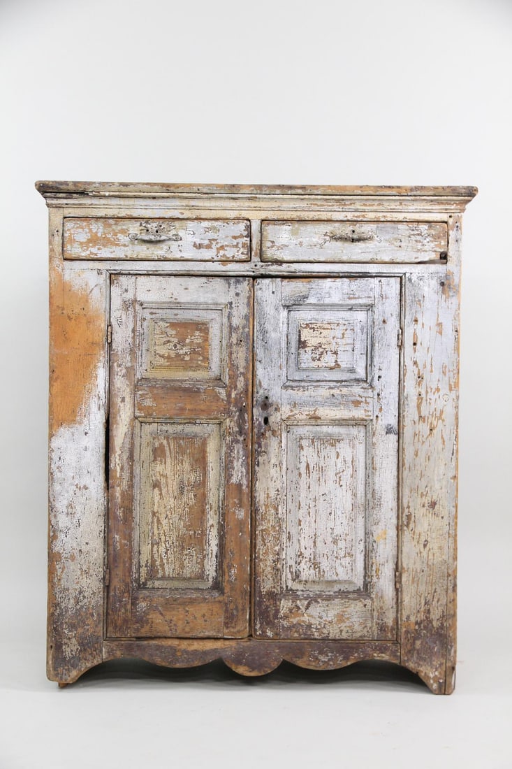 Primitive Silver Painted Cupboard - 9