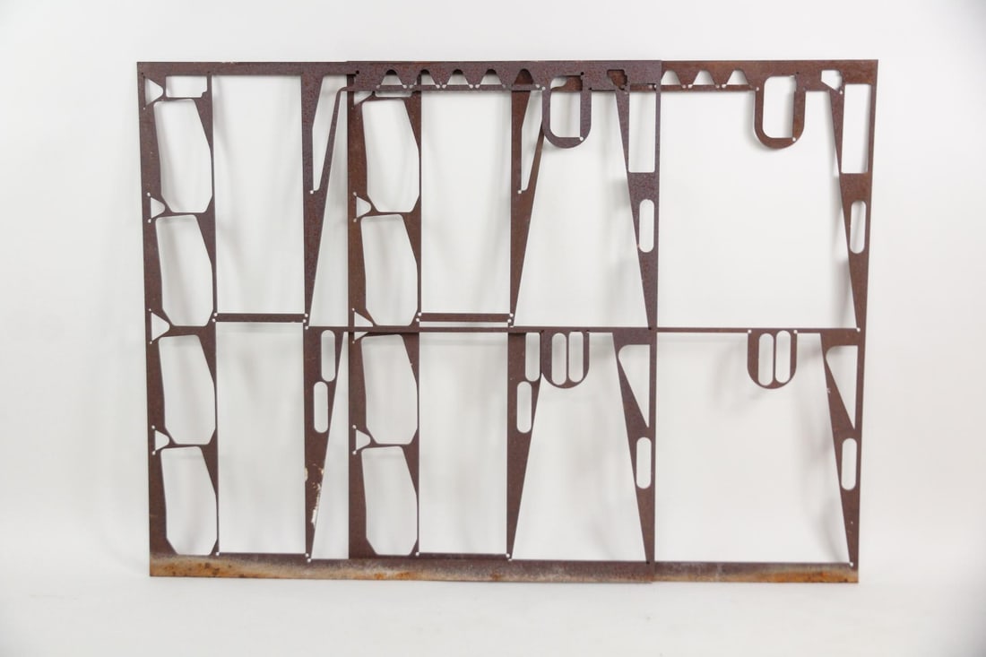 Pair of Abstract Sheet Metal Sculptures, Geometric Cutouts (1 of 10)