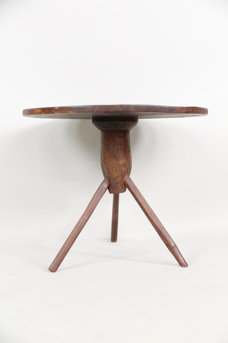 Primitive Pine Cricket Side Table, Tri-Leg - 2