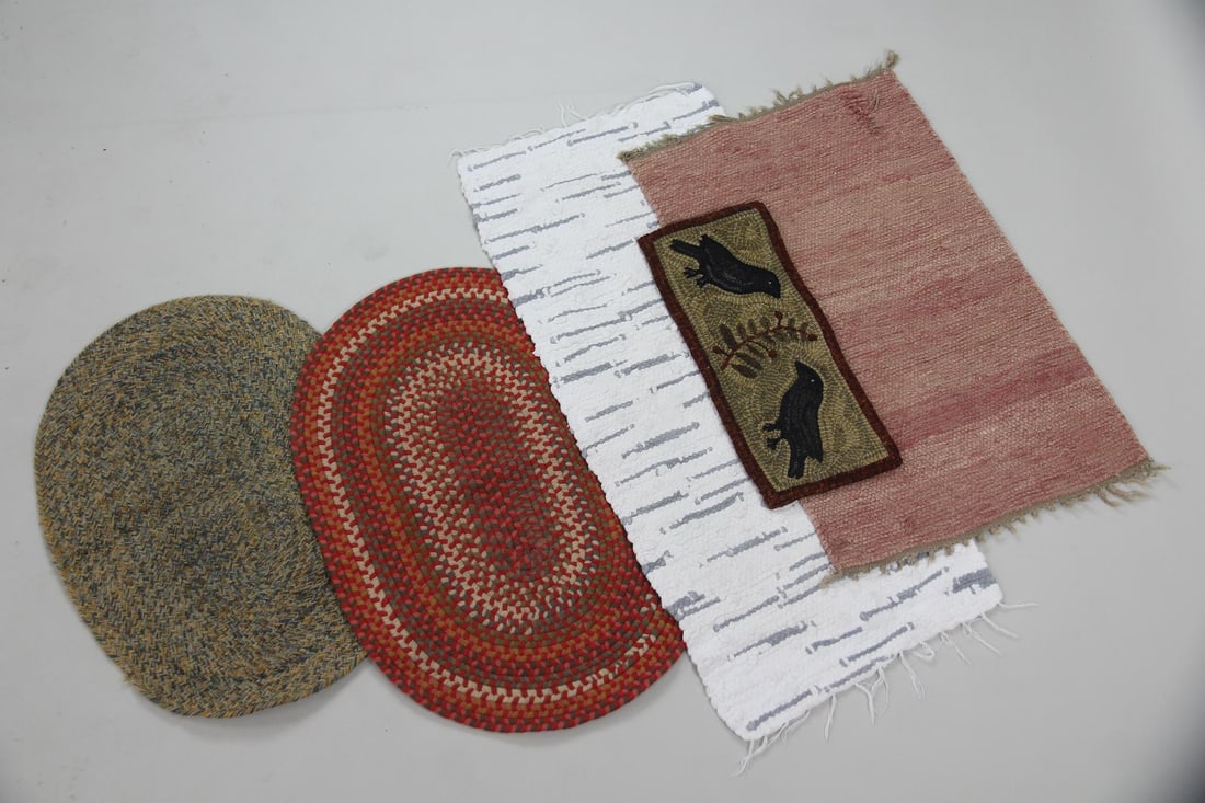 Lot of 5 Rag Rugs, Braided & Hooked Birds (1 of 12)