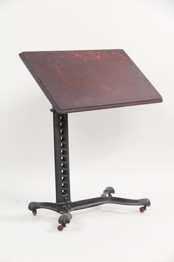Industrial Cast Iron & Wood Tilt Top Reading Table (1 of 12)