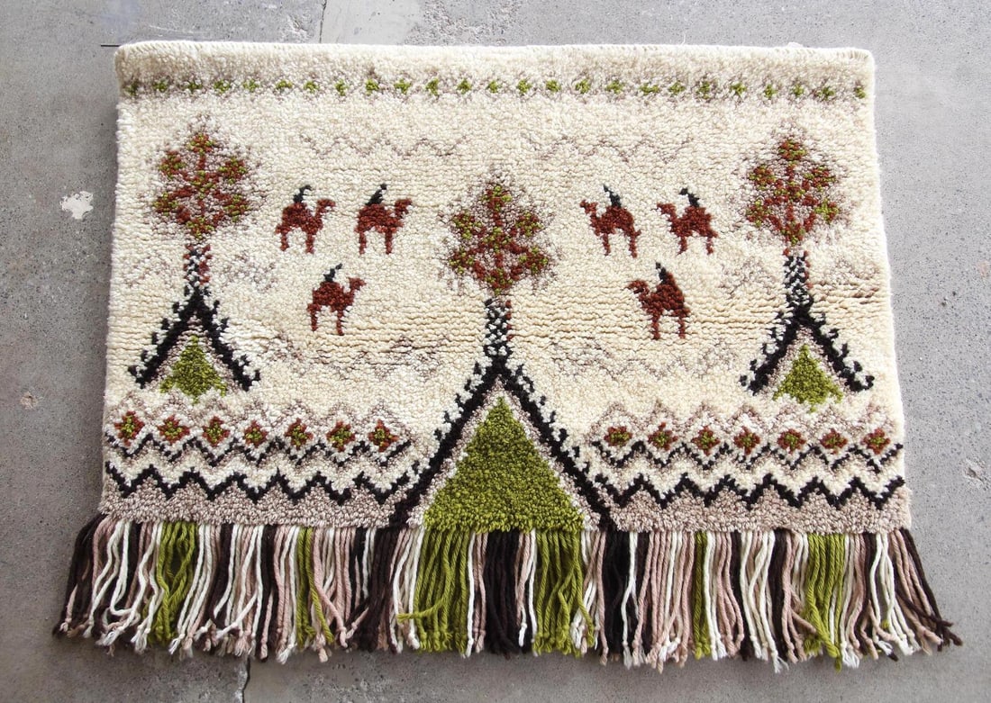 Moroccan Berber Wool Wall Hanging with Camel Motif (1 of 9)