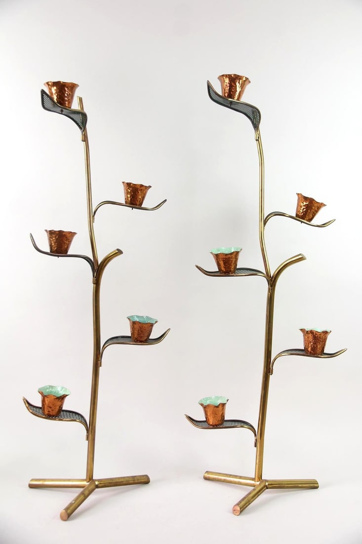 Pair of Brass and Copper Italian Flower Plant Holders (1 of 9)