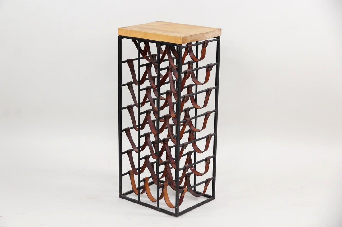 Arthur Umanoff for Shaver-Howard Wine Rack, Leather & Iron (1 of 8)