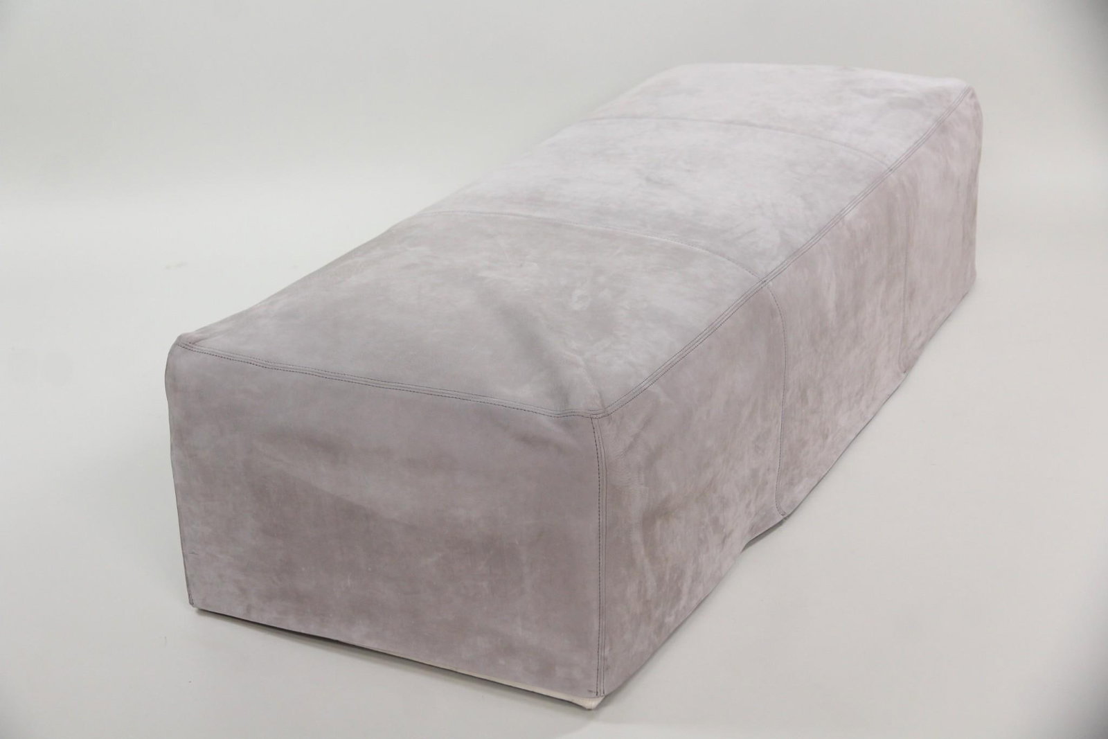 Verellen Oversized Linen Ottoman with Suede Cover (1 of 10)