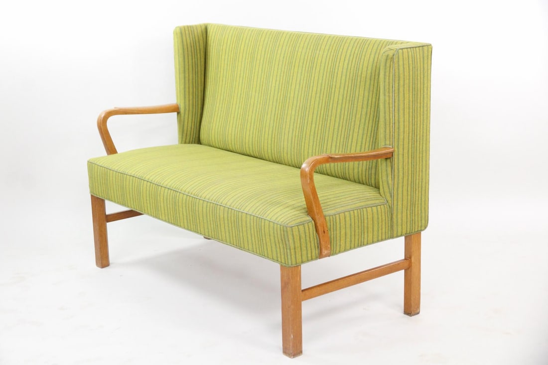 Danish Modern Wingback Settee, Bench (1 of 14)