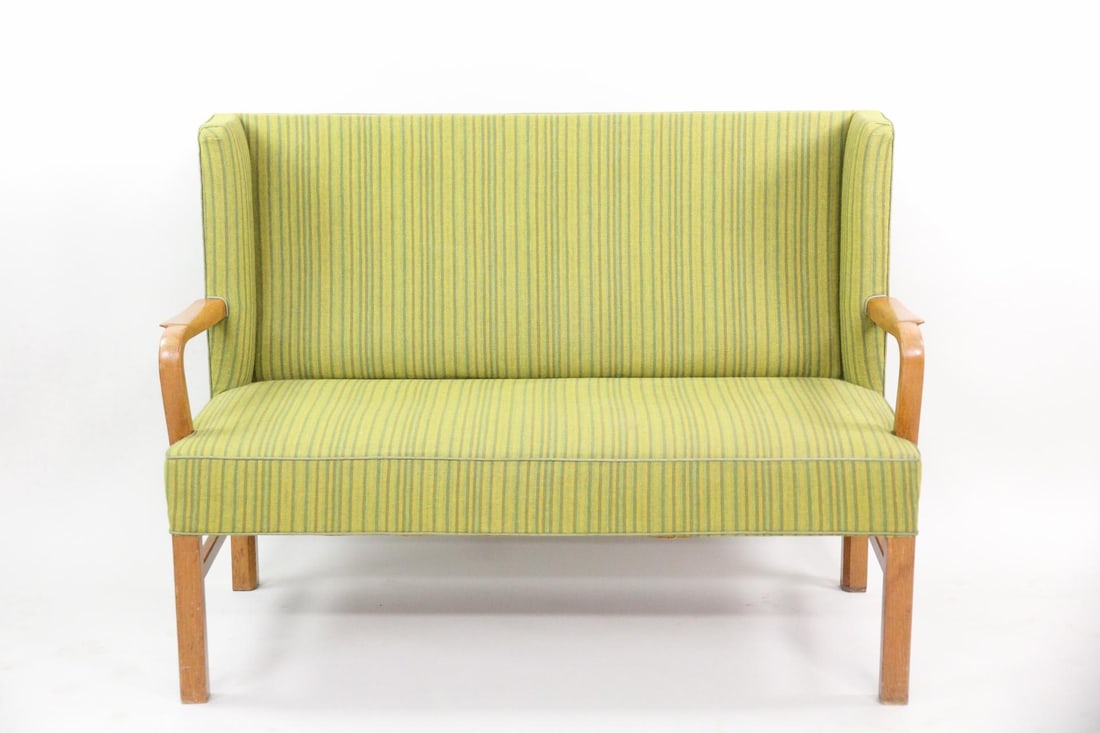Danish Modern Wingback Settee, Bench - 2